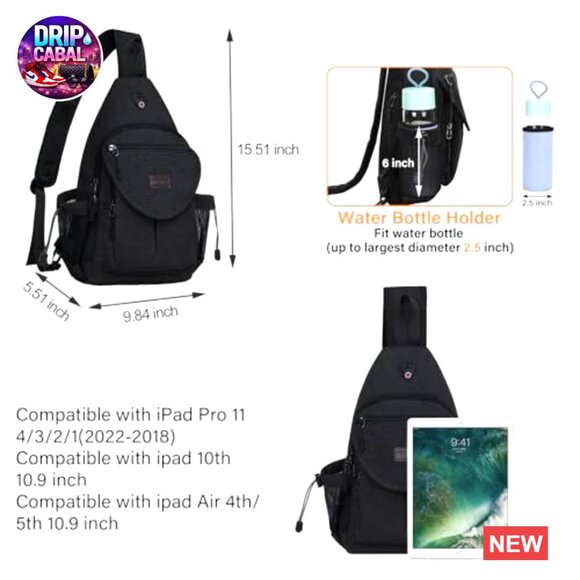 Canvas Sling Backpack with Anti-theft Pocket, Adjustable Crossbody Daypack main image 4